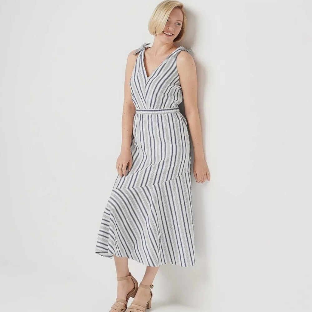 NWT Sam Edelman Striped Maxi Dress Sz L - Picture 2 of 12